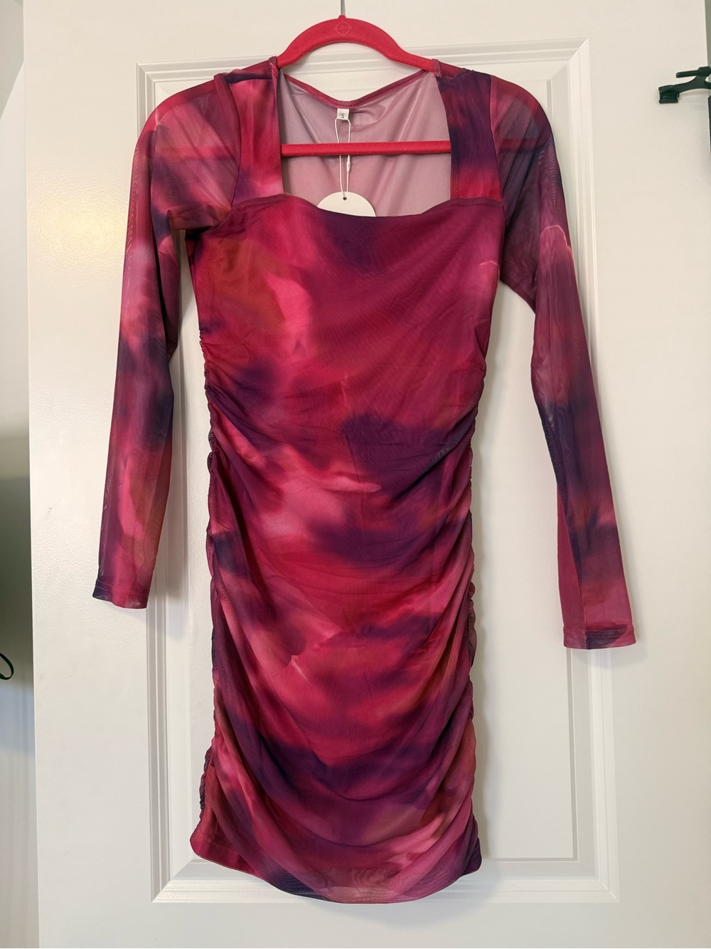 Women’s Pink & Purple Ruched Mesh Bodycon Dress size small